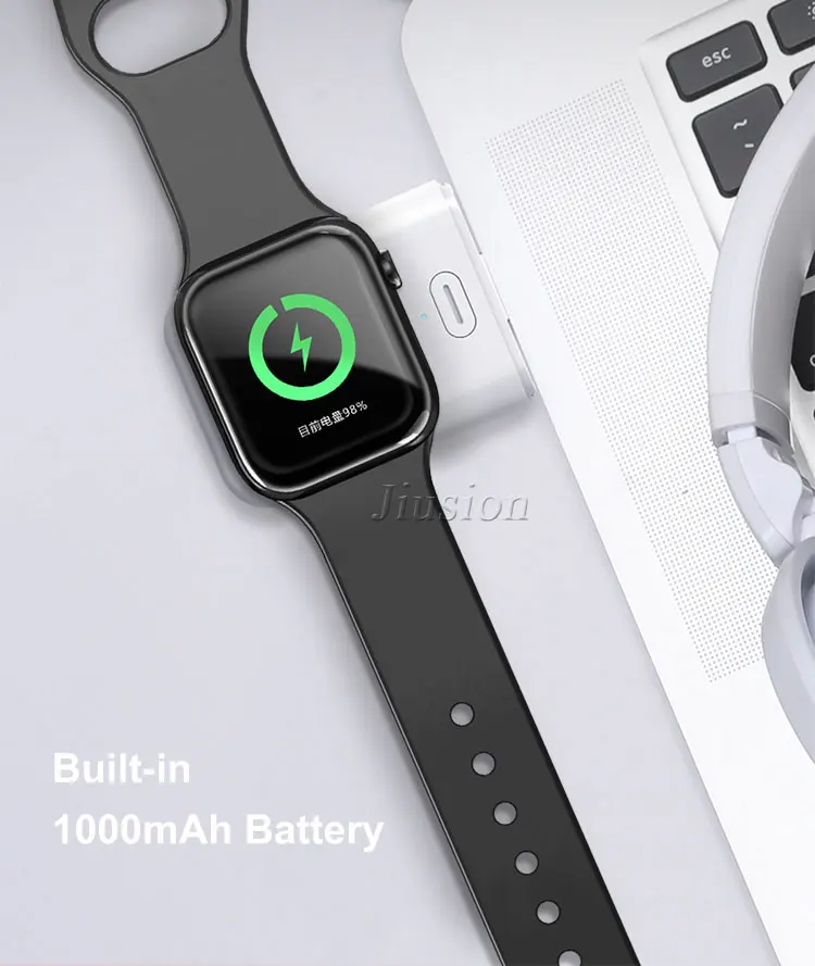 1000 мА-ч, беспроводное зарядное устройство power bank для Apple Watch 1 2 3 4 mini power bank для iWatch 1 2 3 4 Внешний аккумулятор зарядный чехол USB