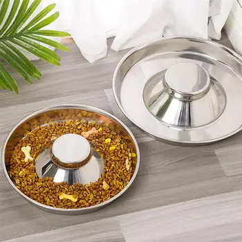 

1Pc Pet Stainless Steel Bowl Cat Dog Anti-Choking Feeder Pet Supply Anti-Choking Dog Bowl Stainless Steel Bowl For Cats And Dogs