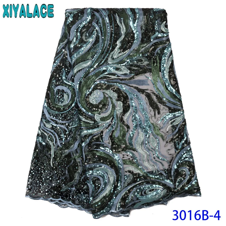 African Lace Fabric High Quality Lace French Lace Fabric Colorful Sequin Laces Fabrics for Party Dresses KS3016B