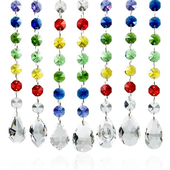 

DIY Rainbow Maker Crystal Suncatcher Crystal Prisms Chandelier Crystals Colorful Octagonal Beads Pendant Hanging Chakra Bauhinia