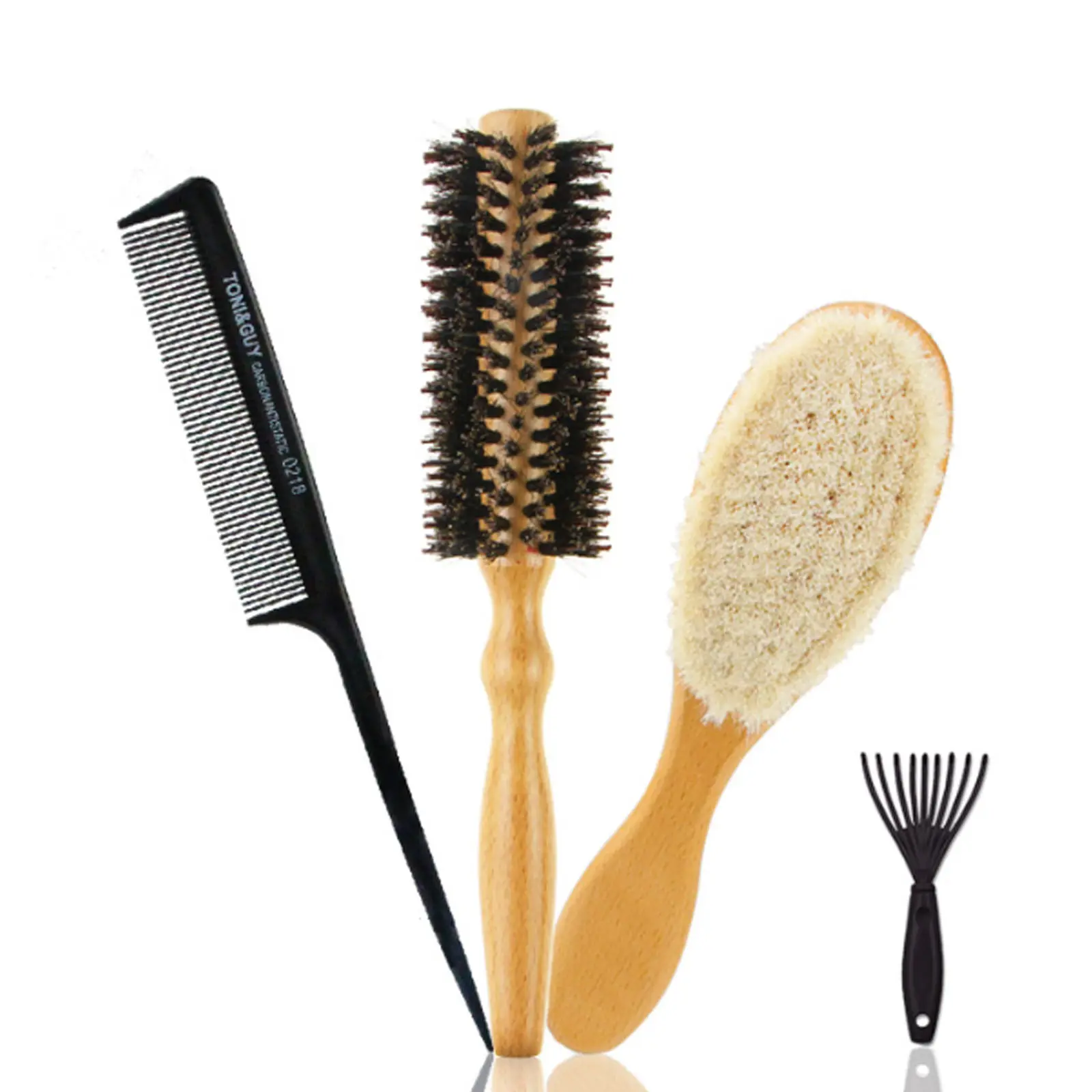 4 Pieces Hair Brush Kit Curling Comb Rat Tail Comb Dense Hair Comb with Cleaning Claw Beard Care for Women Men hair comb popular 925 sterling silver new moon and bright star beaded hook earrings with dense set beaded earrings diy charm jewelry