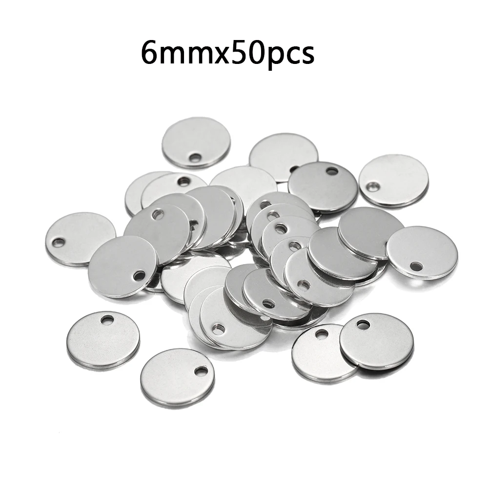 10-50pcs 6-30mm Stainless Steel Charms Round Dog Tag Pendant Stamping Blanks Pendants For Custom Necklaces DIY Jewelry Making 