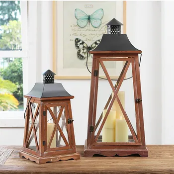 

2Pcs /Lot Windproof candle holder nordic wood color cone candle holder wind lamp Candlestick living room desktop decoration