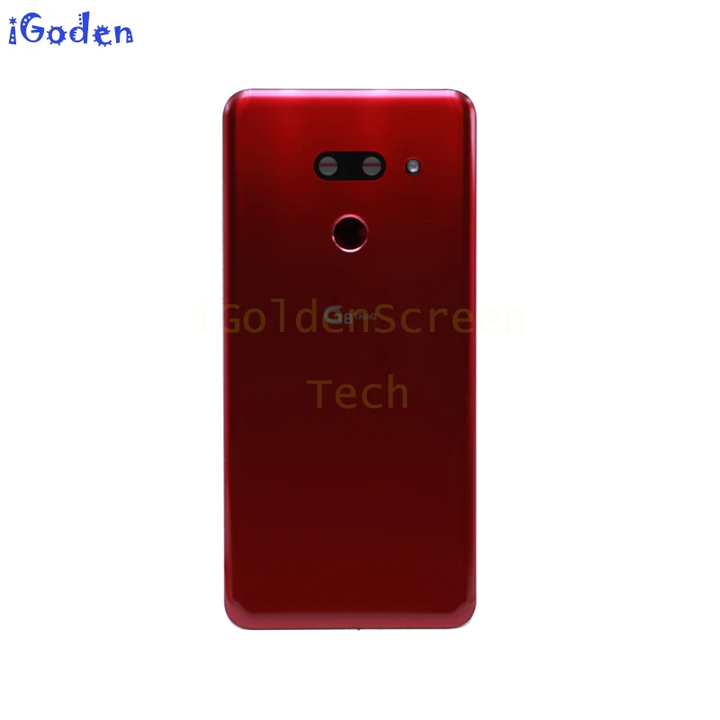 Для LG G8 ThinQ Крышка батарейного отсека двери G820 G820N G820QM7 LMG820UM2 задняя крышка корпуса с пластыревый заменитель части - Цвет: red with finger