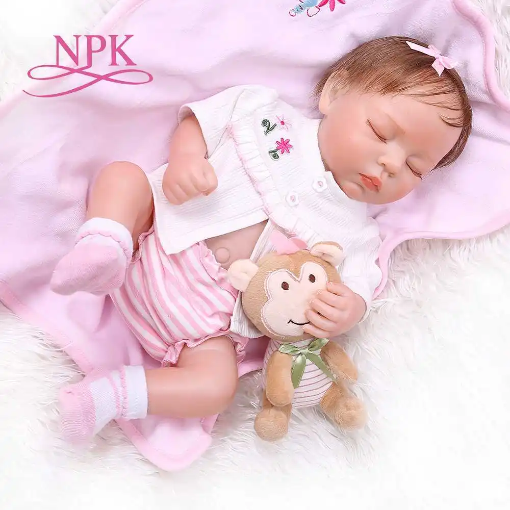 

NPK 48CM bebes realistic reborn soft full body slicone lifelike sleeping baby hand detailed painting Anatomically Correct