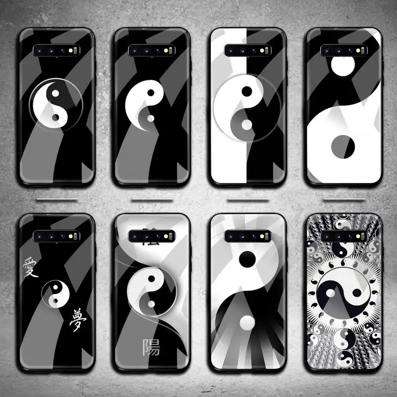 Yin Yang Black White Phone Case Tempered Glass For Samsung S20 Plus S7 S8 S9 S10 Note 8 9 10 | Мобильные телефоны и