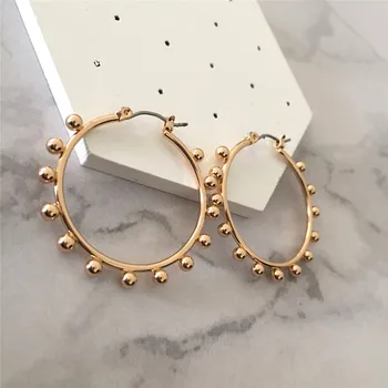 

New Arrival Elegant Hoop Earrings Gold Color Hoop with Small Balls Decorated Hoop Earrings for Women Casual Jewelry