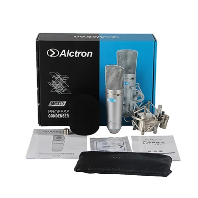 Горячие акции Alctron mc320 Профессиональный транзистор конденсаторный микрофон Pro Запись микрофон с диафрагмой 32 мм - Цвет: Серебристый