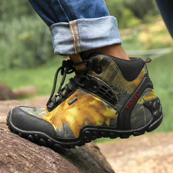 

New Camouflage Hiking Shoes Men Oxford Cloth Waterproof Climbing Fishing Shoes Comfort Breathable Men High Trekking Sneakers
