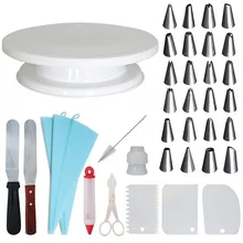 36 шт. Многофункциональный комплект для украшения торта, торта, поворотный стол, набор кондитерских трубок, инструмент для помадки, кухонный десерт, выпечка, Кондитерские принадлежности