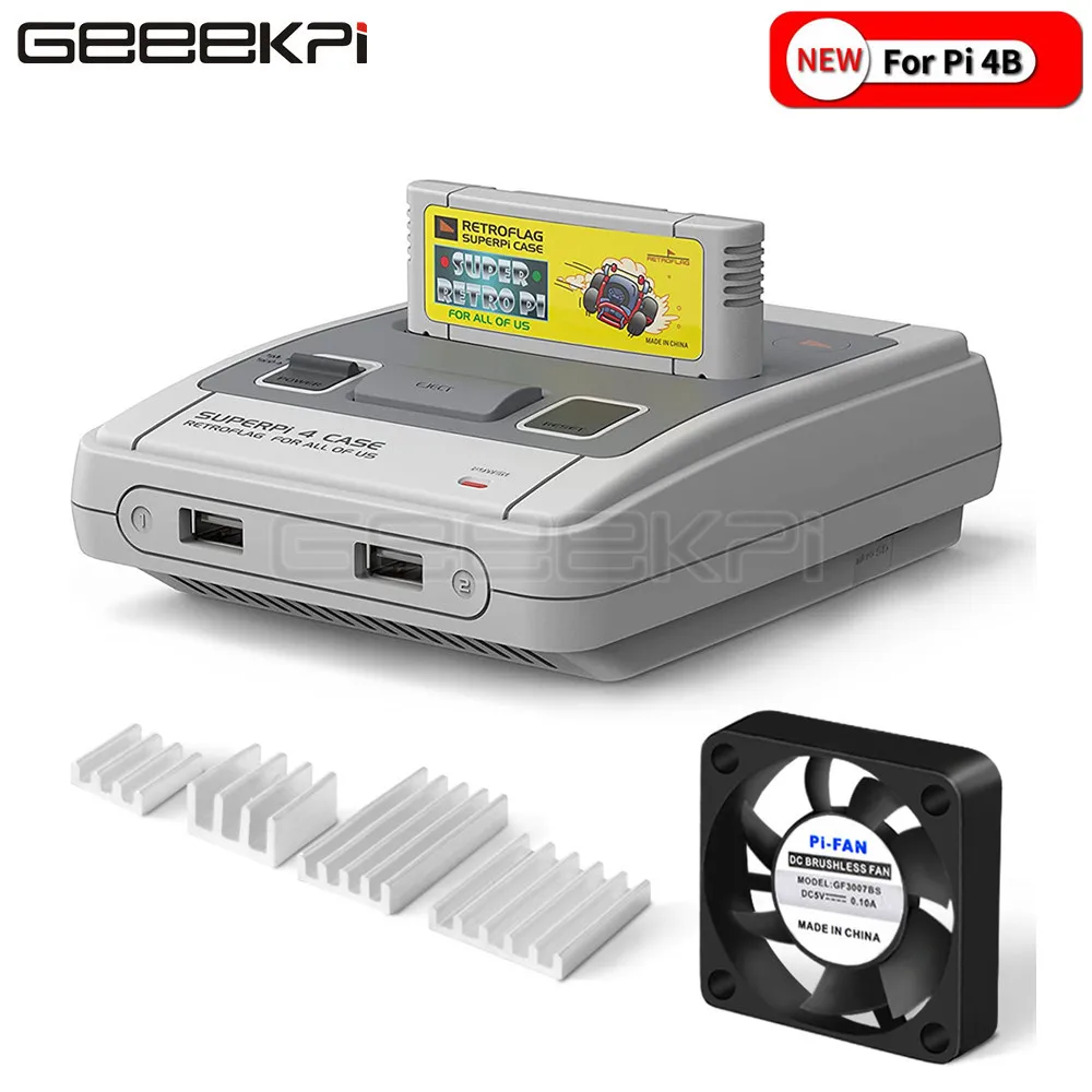 

GeeekPi Raspberry Pi 4B SUPERPI CASE SFC style Case with Cooling Fan For Raspberry Pi 4 Module B