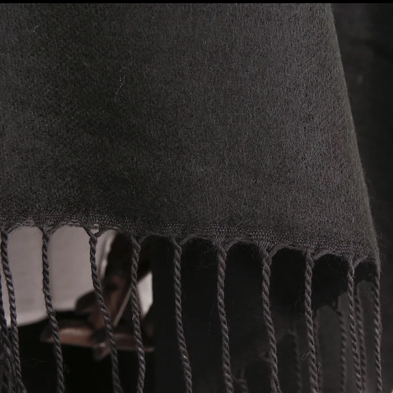 PLIKTEA высокое качество искусственный кашемир зимние женские Пончо Накидки черный шаль сплошной цвет женский шарф шерсть женские Женские палантины