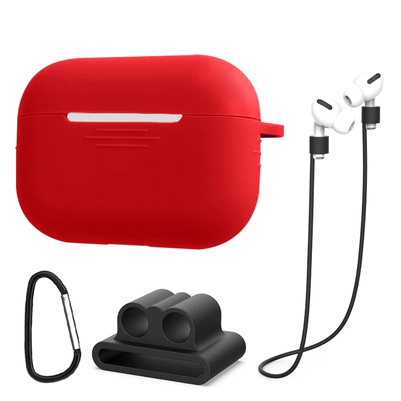 Идеальный чехол для airpods 2 3 skins для Apple airpods pro Air pods 3 2 Наушники защитный чехол для airpods pro Чехол аксессуары - Цвет: 3 Red set
