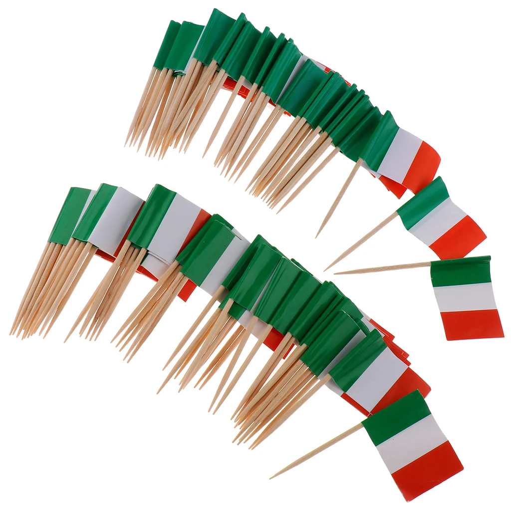100X Beautiful Flag Toothpick Wood Toothpicks Flag Toothpicks Party Food for