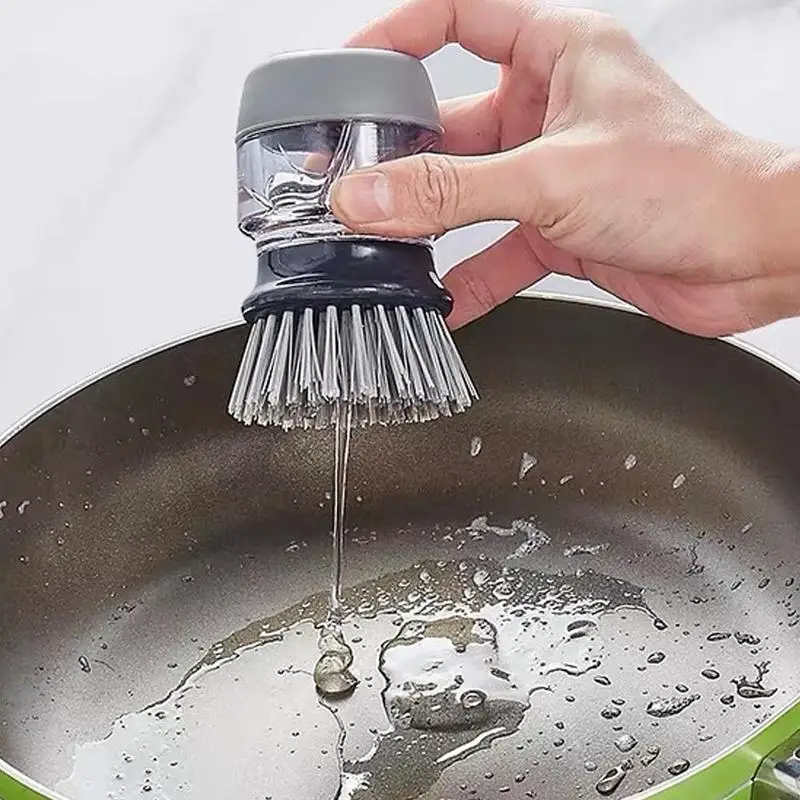 1 шт., бытовая кухонная посуда для мытья посуды, щетка для мытья кастрюль с длинной ручкой, щетка для мытья кастрюли, щетка для удаления накипи, масло, автоматическое, плюс моющее средство