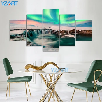 

Landscape Poster Aurora Borealis Painting Home Decor Canvas Picture Northern Lights Canvas Painting for Living Room Unframed
