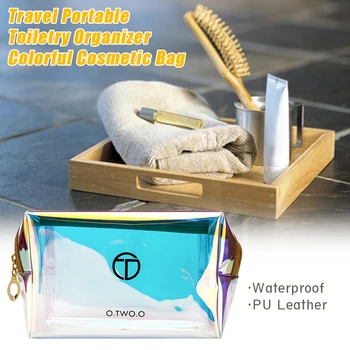 

Easy Clean Zipper Large Capacity Waterproof PU Leather Home Travel Makeup Cosmetic Bag Storage Colorful Gifts Toiletry Organizer