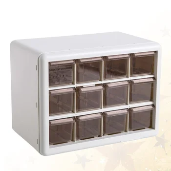 

1 Set of Transparent Multi - Lattice Mini Jewelry Box Desktop Drawer Jewelry Storage Cabinet(Milky)