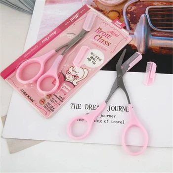 

1pc Eyebrow Scissors with Comb Eyebrow Razor Trimmer Eye Brow Shaper Shaping Tool Face Hair Remover Shaver Face Razor for Women