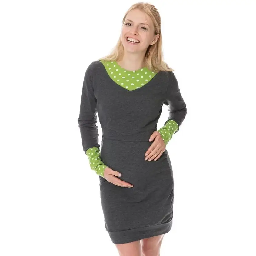 Maternity Nursing Lactation T Shirt Leisure Dress Autumn Pregnancy Pregnant Women Breastfeeding Hooded Tops Anti-light Clothing