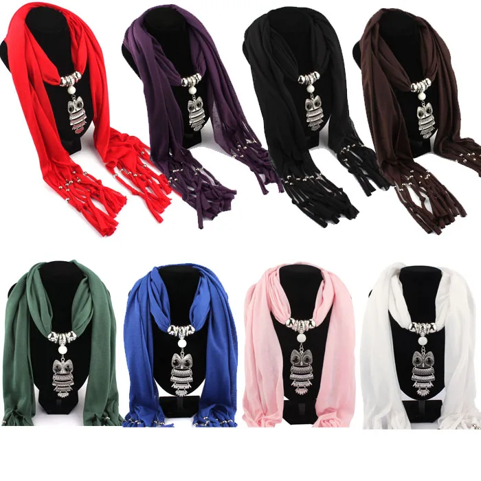 30# новое женское ожерелье шарфы животное ожерелье с подвеской в виде совы шарф с кистями шаль обернуть новые творческие шарфы
