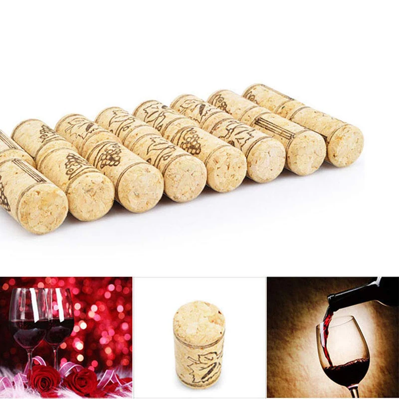UPORS 15Pcs/Set Wine Cork Natural Wood Corks Wine Bottle Stopper Straight Corks Premium Red Wine Plug Wooden Cap Bar Accessories