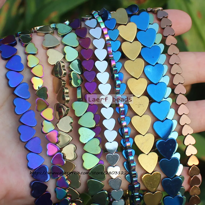 

Very Shining! 110pcs ,Natural Hematite Heart Shape Plate beads 4/6/8/10mm For DIY Jewelry Making, pendant,necklace,