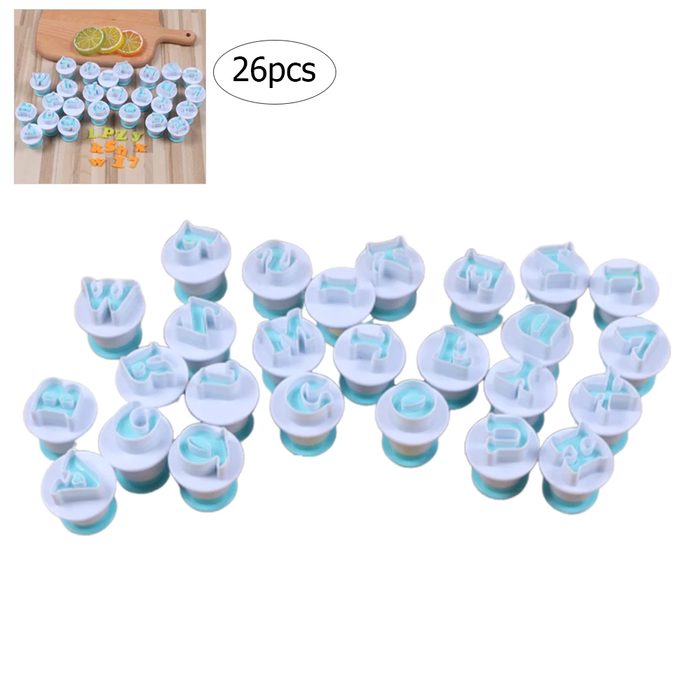 10/26 шт. инструменты для украшения торта Fondant(сахарная) торт форма для выпечки бисквита формочки для печенья Цифровой алфавит формы для печенья - Цвет: 26Pcs B