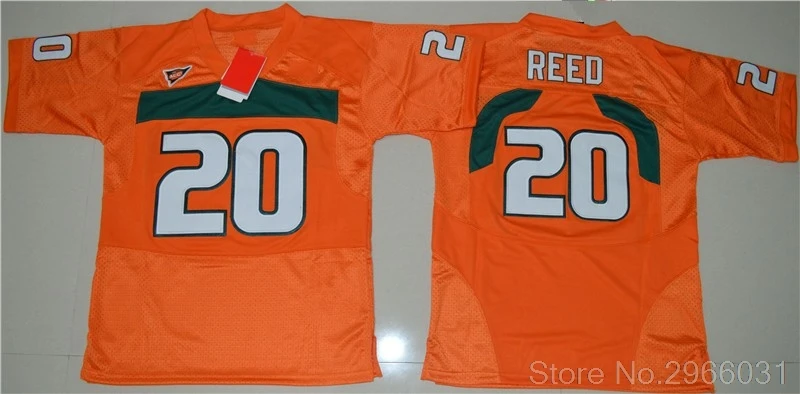 Молодежная Джерси для колледжа "Майями харрикейнс 26 Шон Тэйлор 20 Ed Reed 52" Рэй Льюис "-Оранжевый Белый Зеленый Размер S, M, L, XL - Цвет: Orange