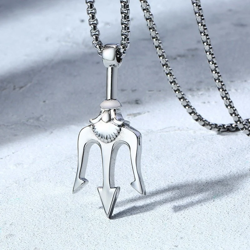 Vnox Eleganti collane con ciondolo Tridente Nettuno per uomo donna, collana hip-hop in acciaio inossidabile con dichiarazione di mare Accessorio rock punk  36