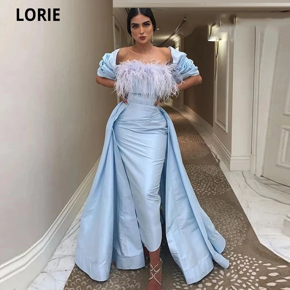 

Платье LORIE женское для выпускного вечера, атласное вечернее платье длиной ниже колена с рукавами-шлейфом и юбкой-годе, в стиле Саудовской Аравии, 2021
