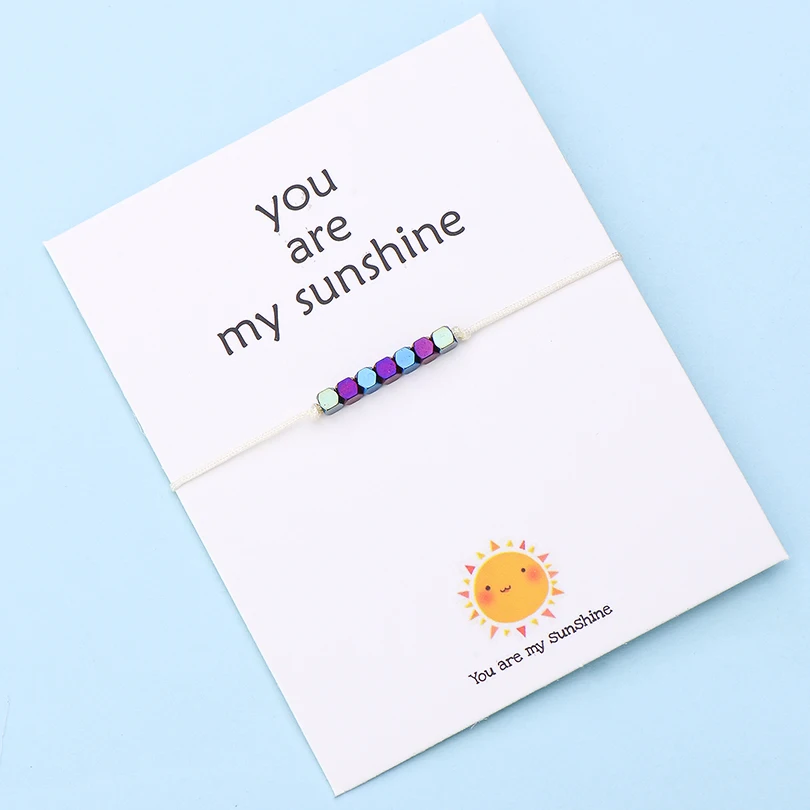 IYOE Wish Card You Are My Sunshine крошечные бусины браслеты с подвесками для женщин и мужчин геометрические бусины ручной работы красный браслет с нитью подарок