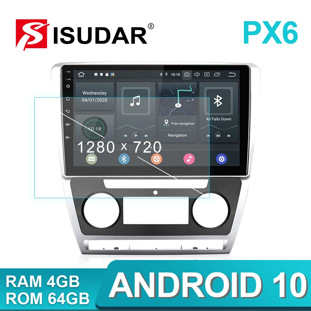 Автомагнитола ISUDAR PX6 Android 10 для Skoda Octavia A5 2009 2010 2011 2012 3 автомагнитола с экраном