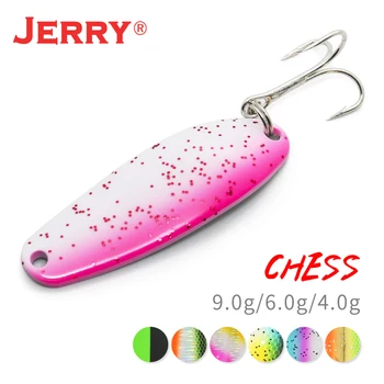 

Jerry Chess Brass Fishing Lure Hard Metal Spoon For Pike Wobblers UV coating spinning lures Treble Hook fishing Tackle