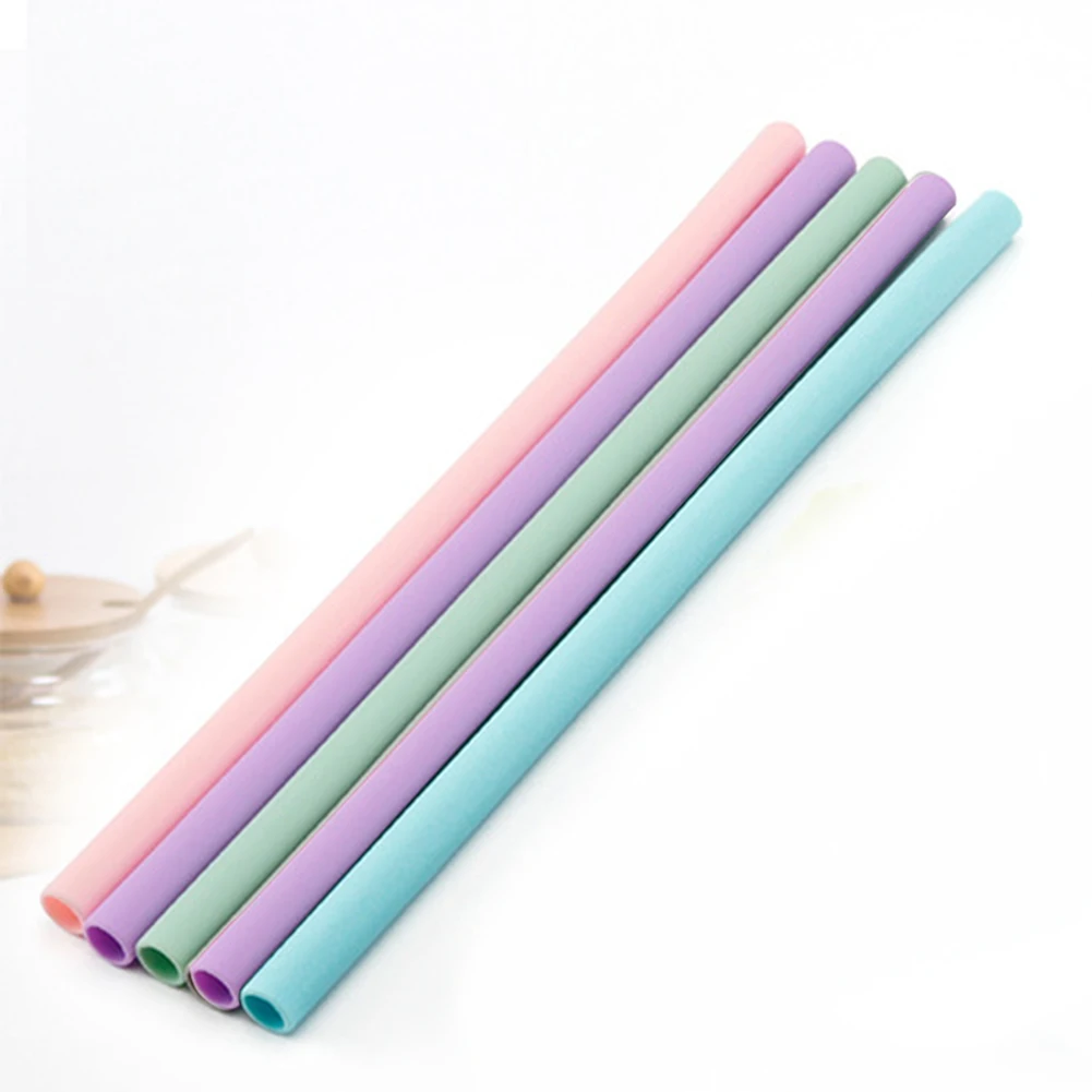 High Quality Portable Juice Beverage Reusable Travel Straight Silicone Drinking Straw Pipe Home Party Barware Bar Accessories