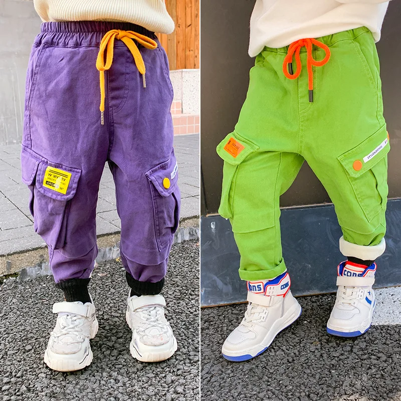 

Children's plus velvet overalls baby warm thick children's clothing boy 2019 winter wear casual pants girls foreign pants