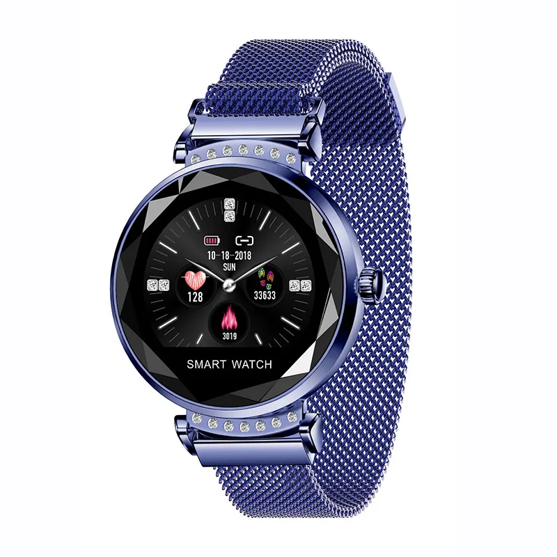 H2 Blue H2 Роскошные Смарт-часы для женщин водонепроницаемый Дамская мода Smartwatch фитнес-трекер для измерения сердечного ритма для Android IOS Телефон PK B80 H1 H8 - Цвет: H2 Blue
