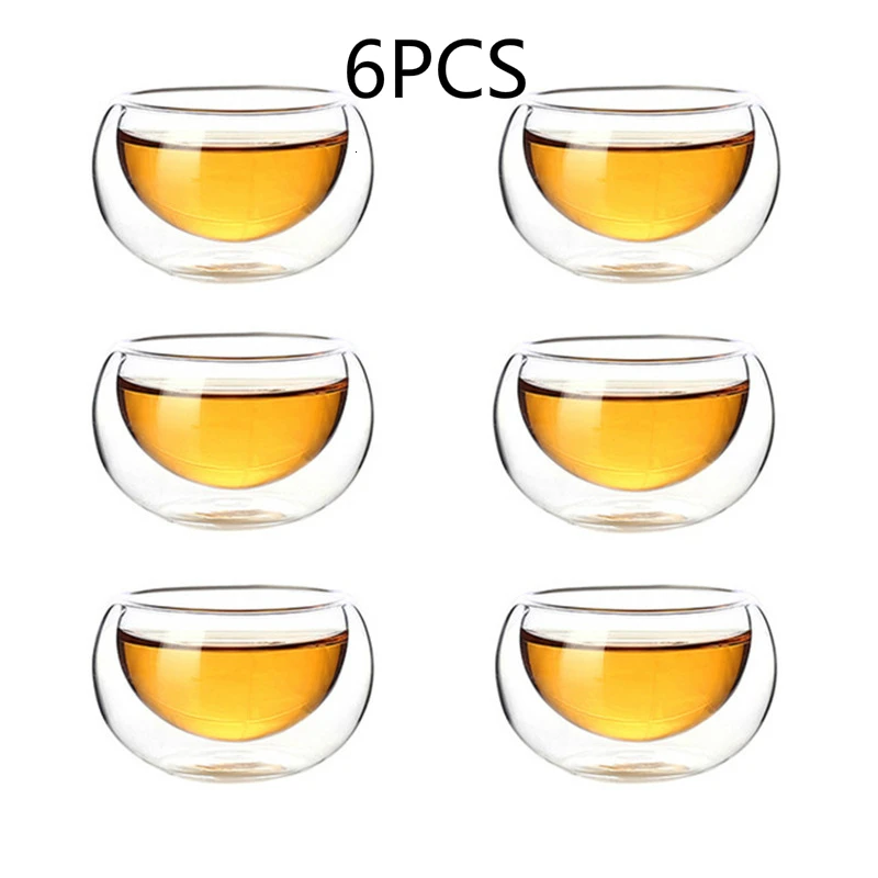 Термостойкая стеклянная чашка с двойными стенками из боросиликатного стекла