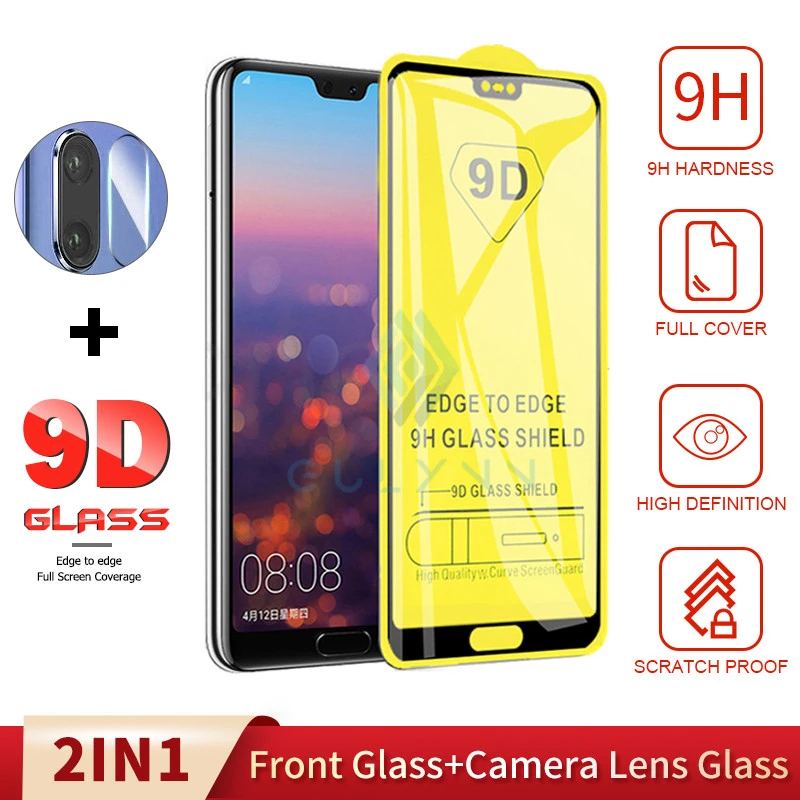 Закаленное стекло 2 в 1 9D для Huawei Honor 20 8X 8S 10 9X 8C 8A Защита камеры P20 P30 Pro Lite защитное