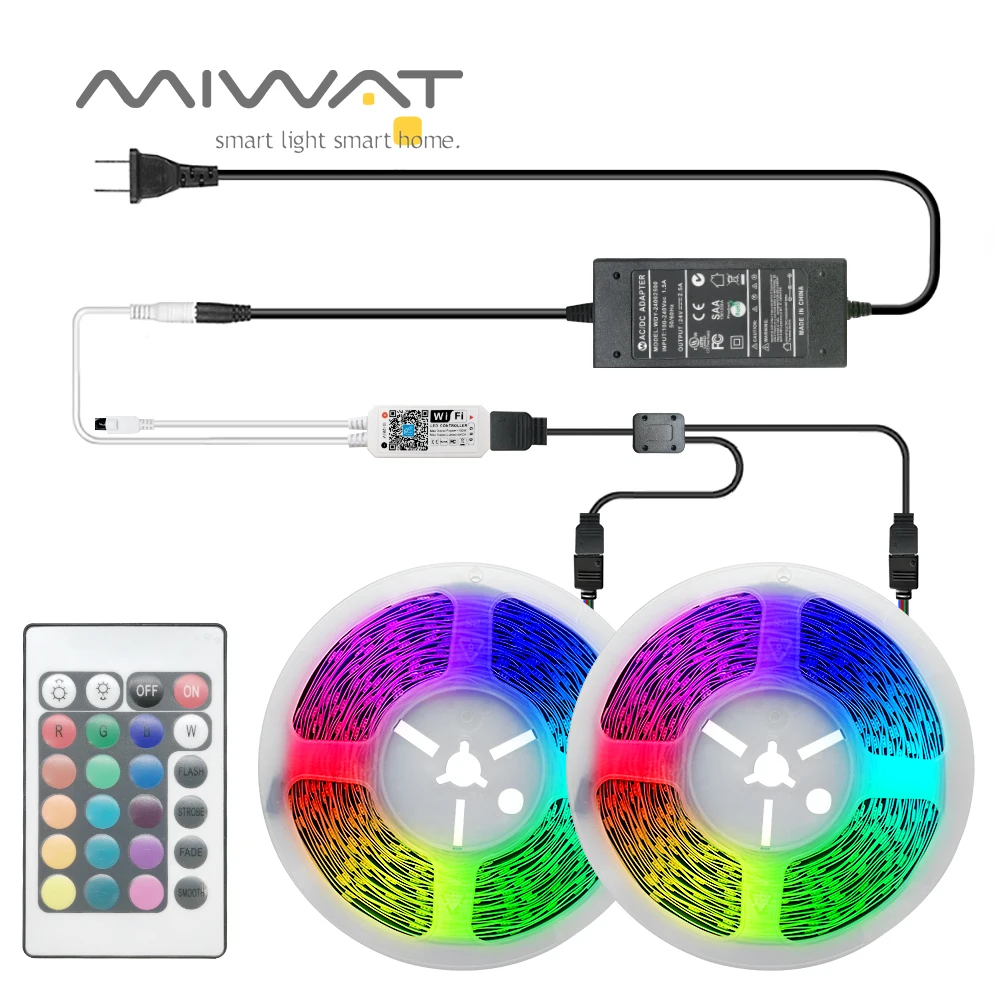 20M 10M 5M WIFI RGB LED Strip 5050 DC12V 24V Ribbon Light Tape SMD Flexible Diode with 44K Remote | Лампы и освещение