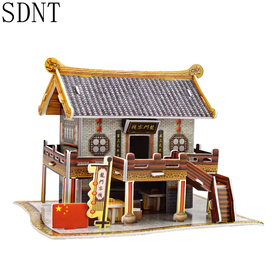 3D Строительные модельные игрушки-мозаики для детей DIY древняя китайская архитектурная сборка картонная Модель Набор головоломка игрушка игра хобби