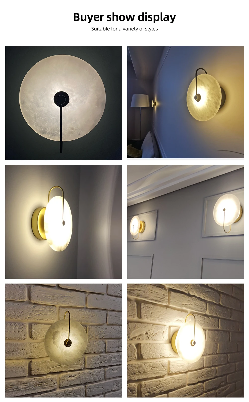 Modern Marble Led Wall Lamp Personality Home Wall Decoration Lampshade LED Lighting Fixture for Home Decor Bedroom Gold Lamps