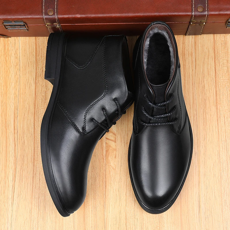 Зимние ботинки; мужские ботинки из натуральной кожи; удобные теплые мужские зимние ботинки; зимняя обувь ручной работы; мужские ботинки; botas hombre; Размеры 37-46