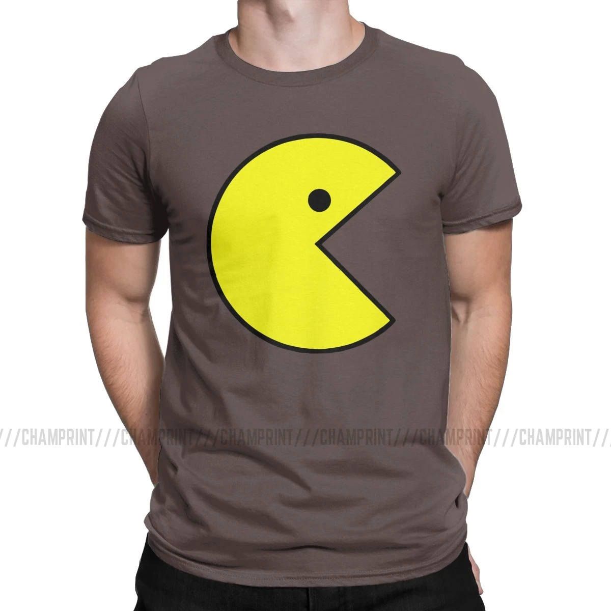 Винтажные футболки Pac-man, мужские хлопковые футболки с круглым вырезом, Pacman Pakkuman, ретро 80 s, аркадные игры, футболки с коротким рукавом, одежда для взрослых - Цвет: Коричневый
