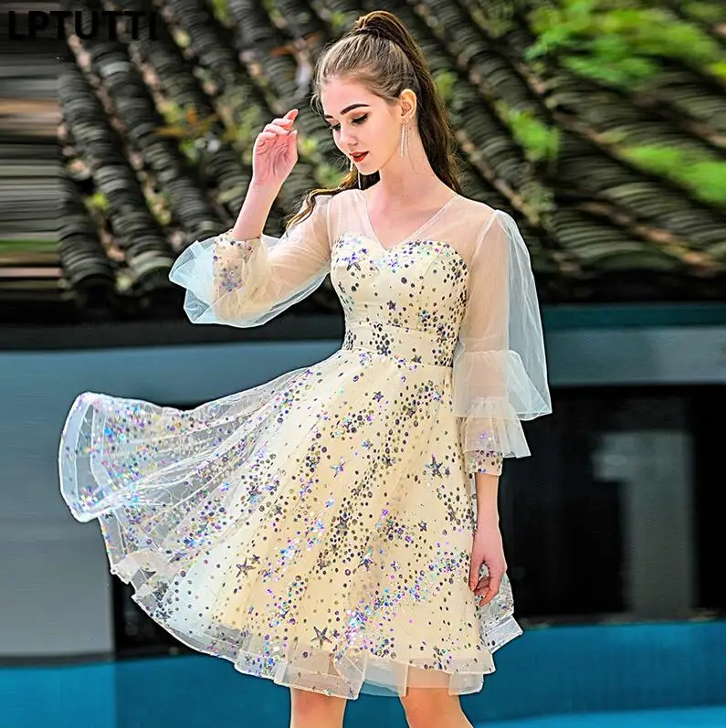 1 LPTUTTI Sequin Новые Сексуальные женские праздничные элегантные вечерние платья для выпускного вечера Необычные Короткие Роскошные вечерние платья - Цвет: 1