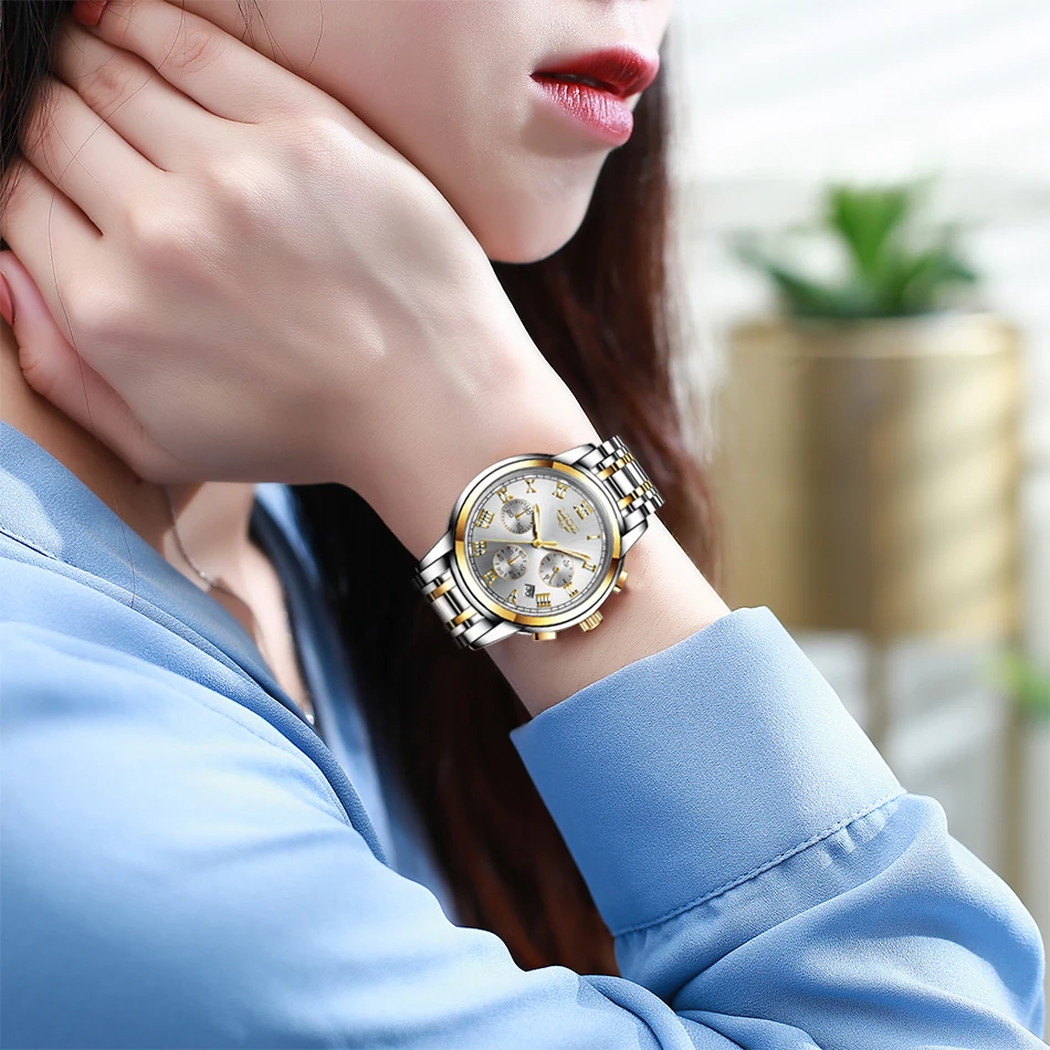 2023 LIGE Fashion Women Watches Ladies Top Brand luxury Waterproof Gold Quartz Watch Women Stainless Steel Date Wear Gift Clock