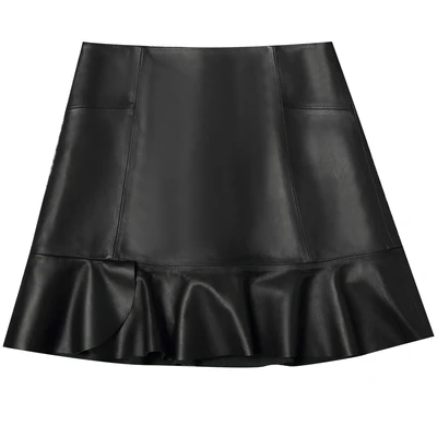 Новая мода Натуральная овечья кожа юбка J24 - Color: Black