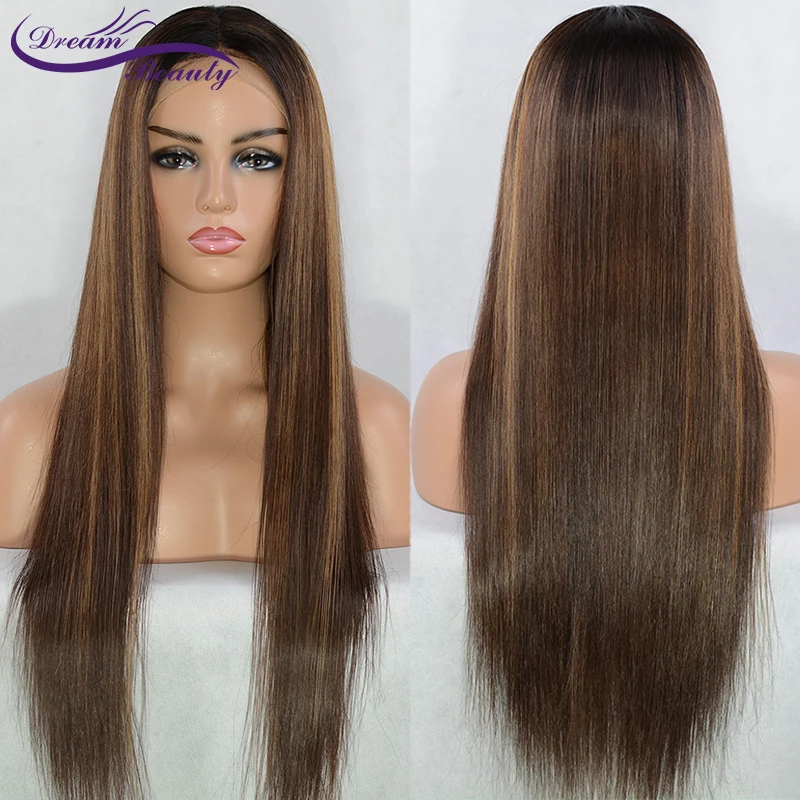 

13x6 Deep part Lace front Wigs Glueless Lace Human Hair Wigs Highlight Ombre Color Wigs Brazilian Remy Straight Wig Dream Beauty