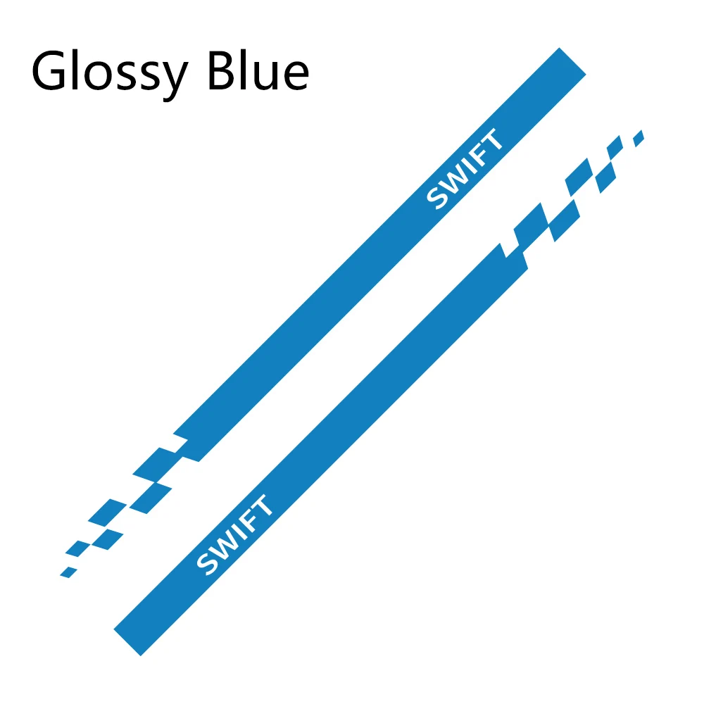 Glossy Blue 2 шт. спортивные автомобильные дверные боковые юбки в полоску виниловые наклейки для автомобиля Стайлинг кузова Декор Наклейка для Suzuki Swift Пленительные автомобильные аксессуары - Название цвета: Glossy Blue