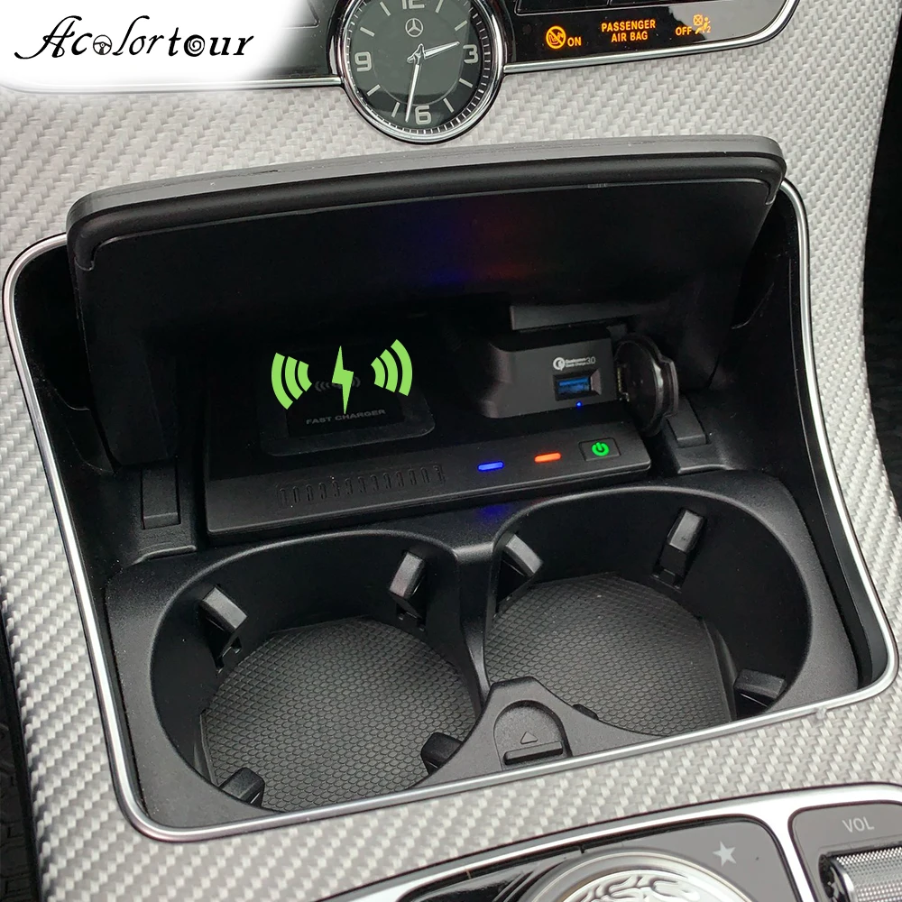 Black Support de téléphone de Voiture pour Mercedes W205 Classe C C200 C300 C43 C63 GLC X253 GLC350 GLC260 GLC300 Accessoires intérieurs de Support de téléphone Portable 